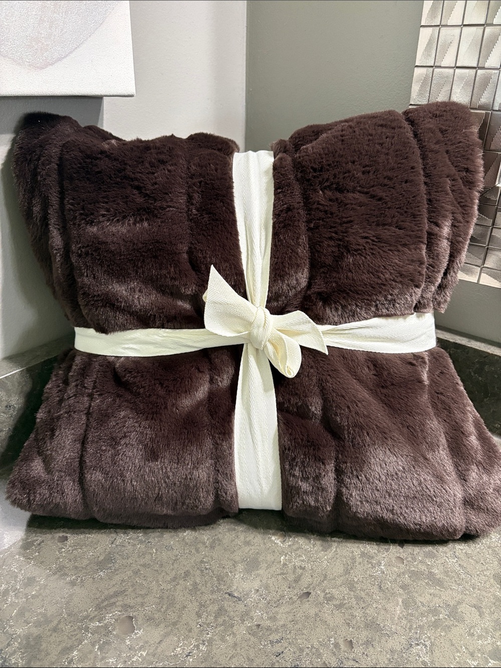 Indigo Faux Fur Throw Blanket - Chocolate Brown